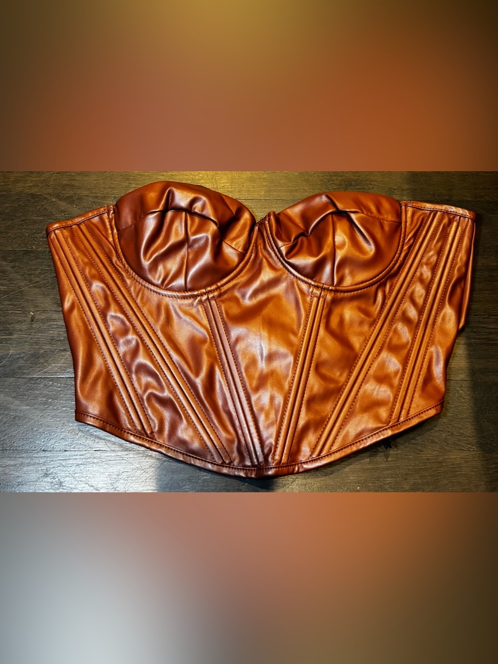 SHEIN Faux Leather Copper Brown Bustier